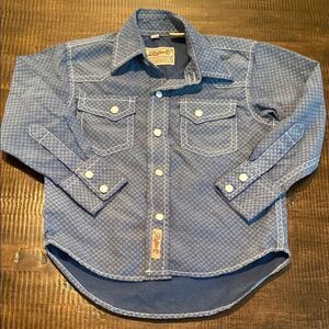Rafter C Blue Patterned pearl snap western Shirt Toddler XXS